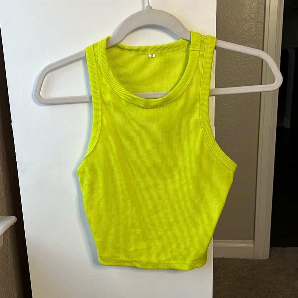 Neon yellow-green crop tank